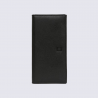 Portefeuille long Hexagona, Portefeuille élégant mixte en cuir de vachette grainé noir