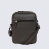 Sacoche bandoulière Hexagona, Sacoche bandoulière compacte homme en cuir grainé marron