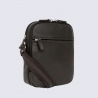 Sacoche bandoulière Hexagona, Sacoche bandoulière compacte homme en cuir grainé marron