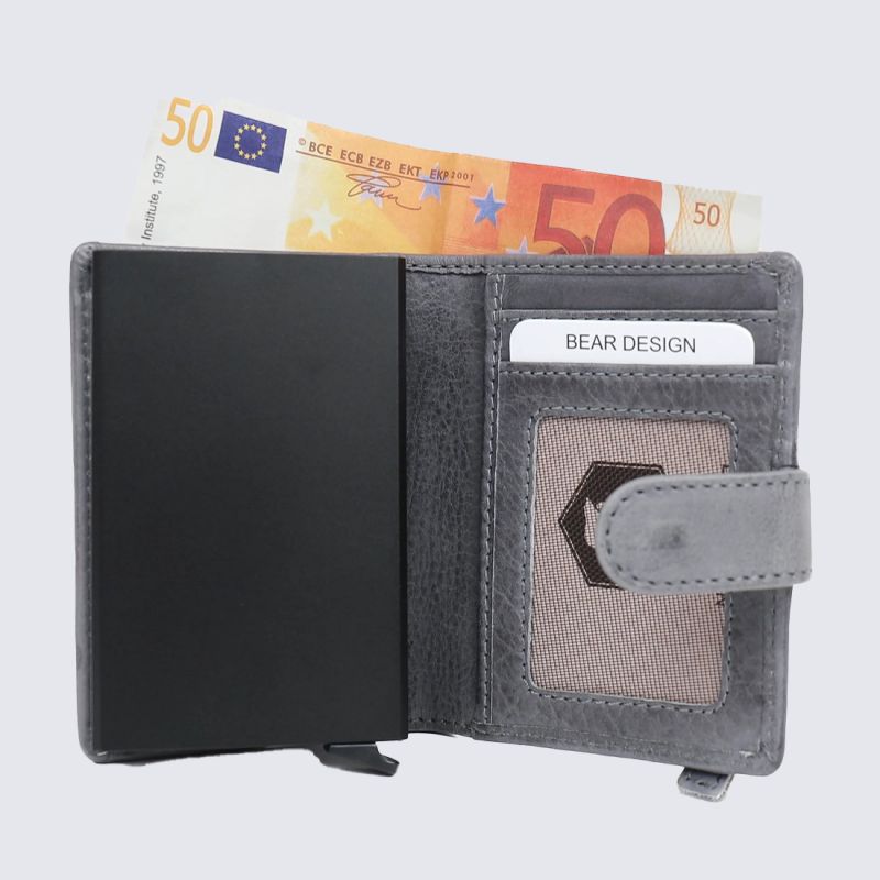 Portefeuille Bear, Portefeuille chic compact femme en cuir jeans