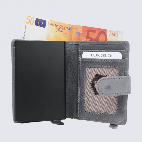 Portefeuille Bear, Portefeuille chic compact femme en cuir jeans