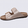 Mules Rohde, mules à deux brides métallisées femme en cuir nature