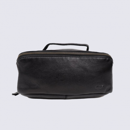 Trousse de toilette Bear, Trousse de toilette compacte unisexe en cuir noir