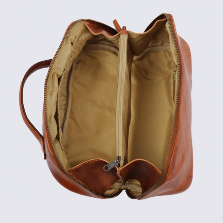 Trousse de toilette Bear, Trousse de toilette compacte unisexe en cuir cognac
