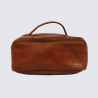 Trousse de toilette Bear, Trousse de toilette compacte unisexe en cuir cognac