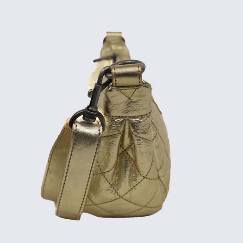 Sac bandoulière bear, sac bandoulière femme en cuir matelassé champagne