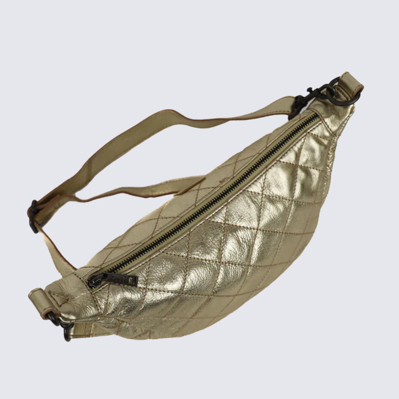 Sac bandoulière bear, sac bandoulière femme en cuir matelassé champagne