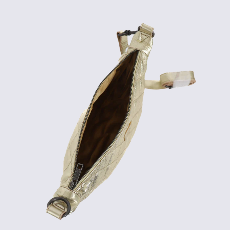 Sac bandoulière bear, sac bandoulière femme en cuir matelassé champagne