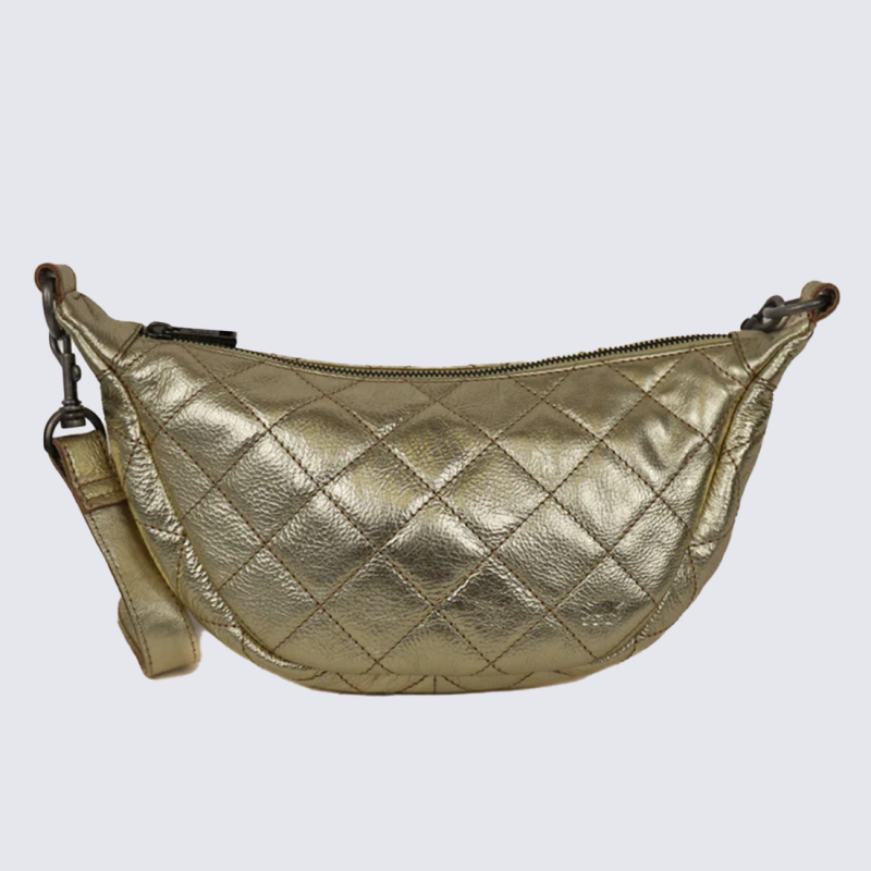 Sac bandoulière bear, sac bandoulière femme en cuir matelassé champagne
