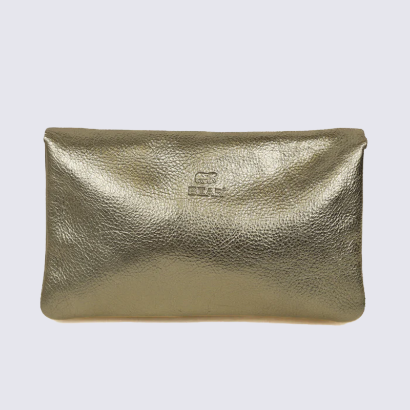 Portefeuille Bear Design, Portefeuille grand format femme en cuir champagne