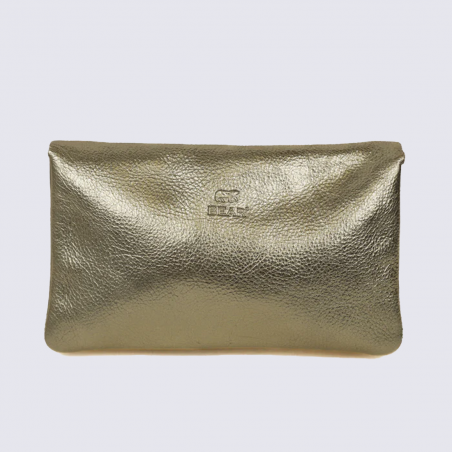 Portefeuille Bear Design, Portefeuille grand format femme en cuir champagne