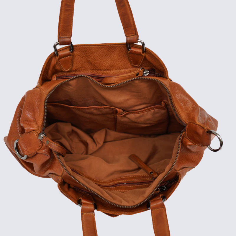 Sac bear, sac à main et bandoulière femme en cuir cognac