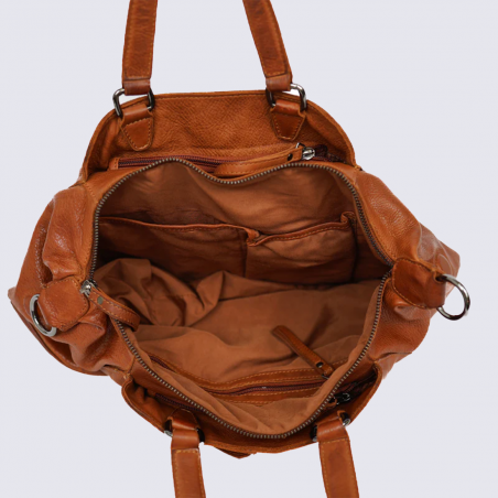 Sac bear, sac à main et bandoulière femme en cuir cognac