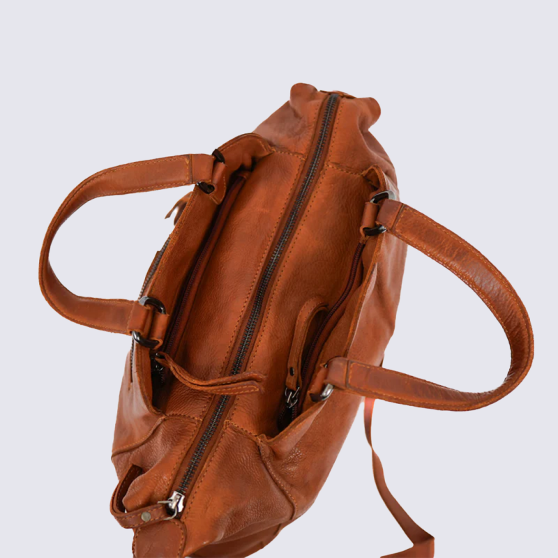 Sac bear, sac à main et bandoulière femme en cuir cognac