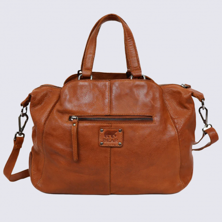 Sac bear, sac à main et bandoulière femme en cuir cognac