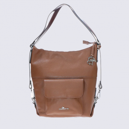 Sac Charlotte, sac porté épaule femme en cuir marron
