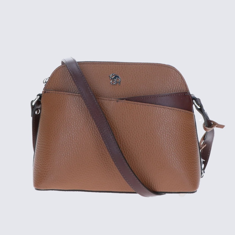 Sac Charlotte, sac bandoulière chic femme en cuir marron