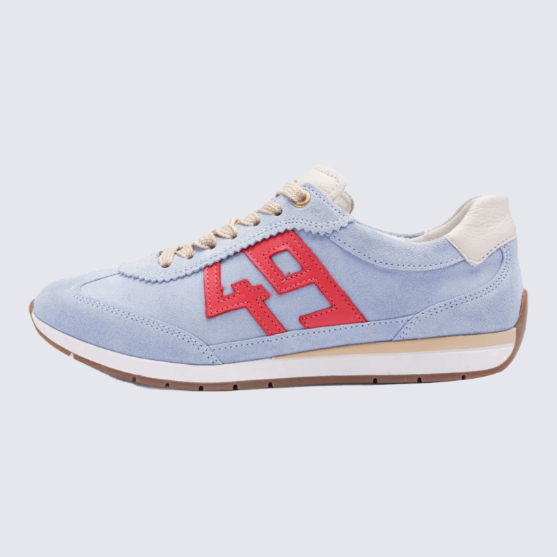 Basket Ara, Basket avec détail “49” femme en daim bleu