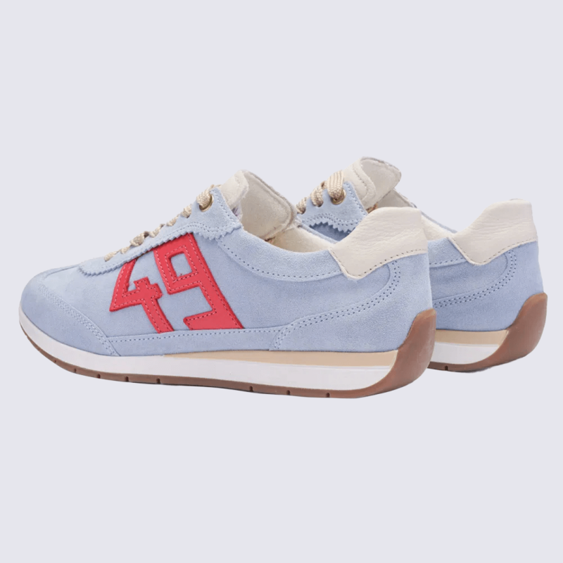 Basket Ara, Basket avec détail “49” femme en daim bleu