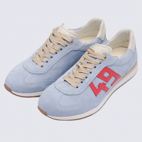 Basket Ara, Basket avec détail “49” femme en daim bleu