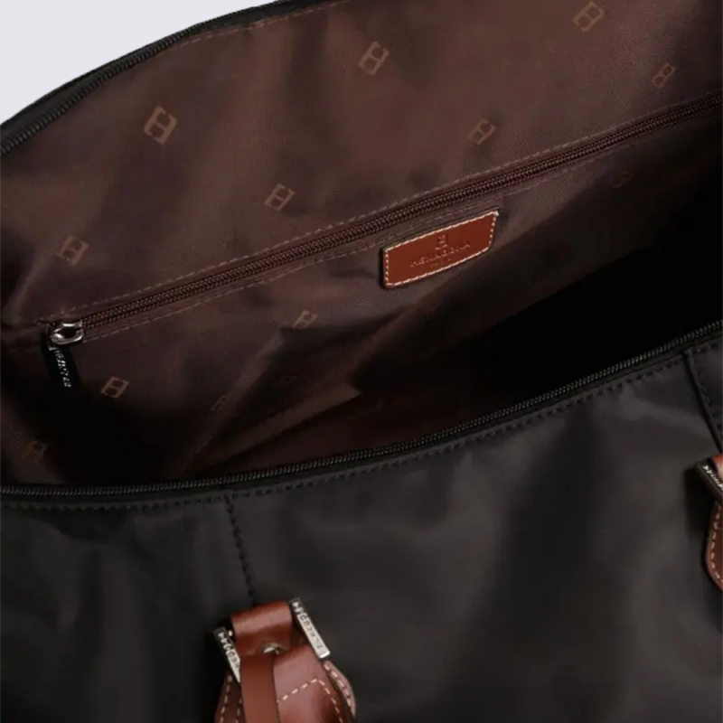 Sac à main Hexagona, Sac à main grand format femme chic en cuir noir