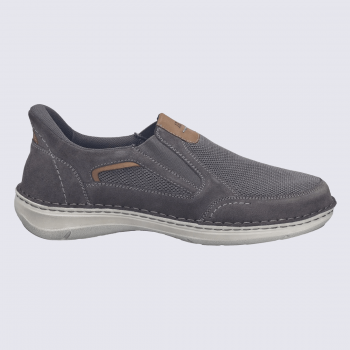 Chausson Slip-on Josef Seibel, Chausson mocassin casual homme en cuir et textile gris