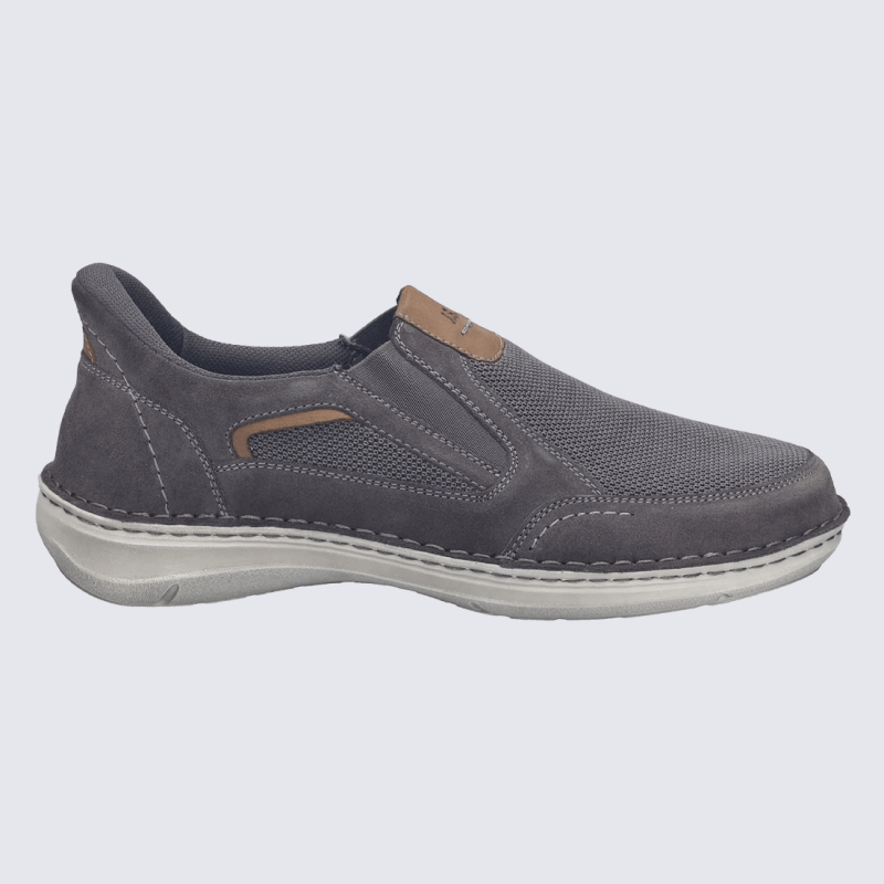 Chausson Slip-on Josef Seibel, Chausson mocassin casual homme en cuir et textile gris