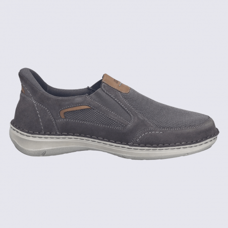 Chausson Slip-on Josef Seibel, Chausson mocassin casual homme en cuir et textile gris