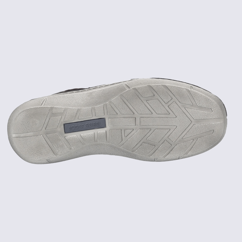 Chausson Slip-on Josef Seibel, Chausson mocassin casual homme en cuir et textile gris