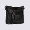 Sac Hexagona, sac porté travers femme en cuir de vachette noir