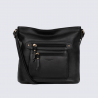Sac Hexagona, sac porté travers femme en cuir de vachette noir