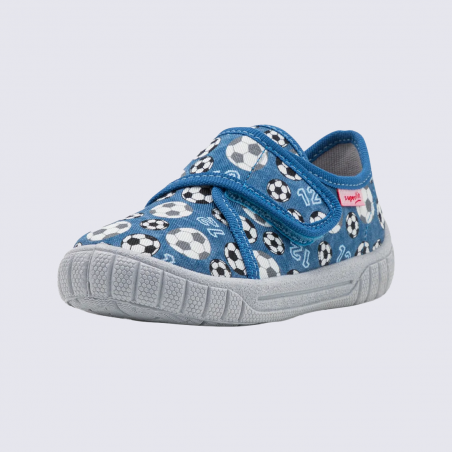 Chaussons Superfit, chaussons enfant en textile bleu imprimé football