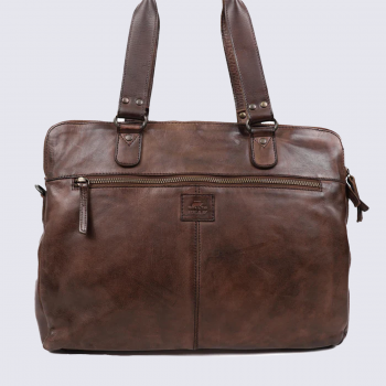 Sac porté épaule Bear Design, sac porté épaule femme en cuir de vachette marron