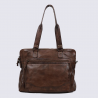 Sac porté épaule Bear Design, sac porté épaule femme en cuir de vachette marron