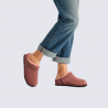Chaussons ROHDE, chaussons bottines femme en velours cuir rose