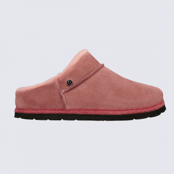 Chaussons ROHDE, chaussons bottines femme en velours cuir rose