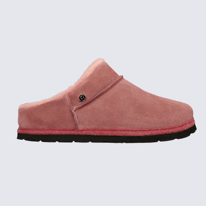 Chaussons ROHDE, chaussons bottines femme en velours cuir rose