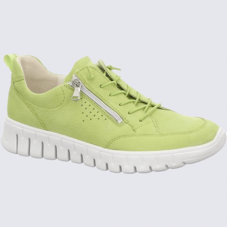 Basket Waldläufer, Waldläufer basket zippée femme en cuir vert anis