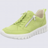 Basket Waldläufer, Waldläufer basket zippée femme en cuir vert anis