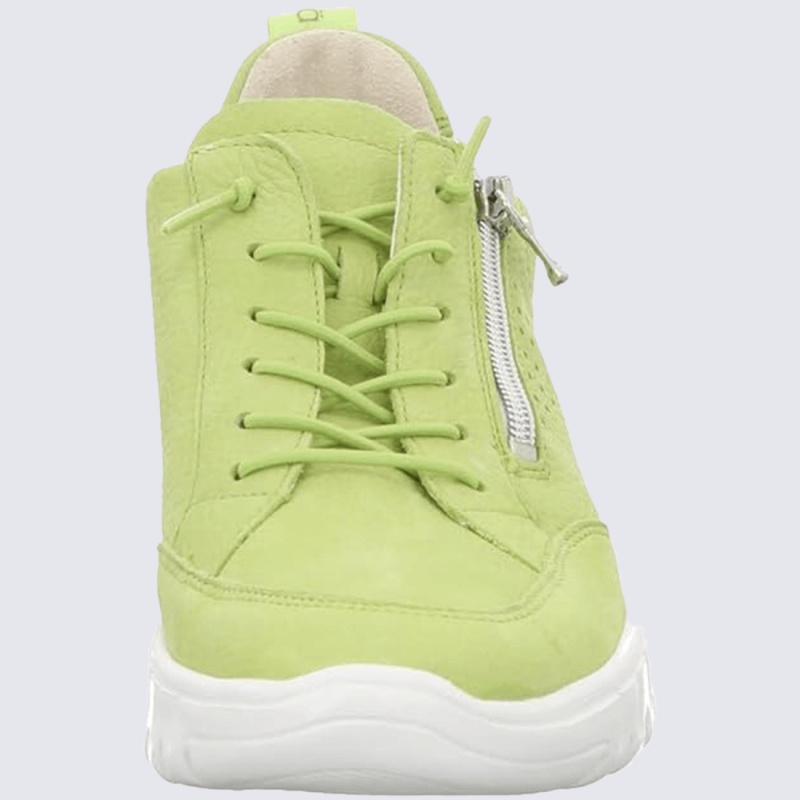 Basket Waldläufer, Waldläufer basket zippée femme en cuir vert anis