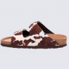 Mules Rohde, mules double bride femme en cuir imprimé vache marron