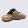 Mules Rohde, mules confort et durable double bride femme en cuir nubuck kaki