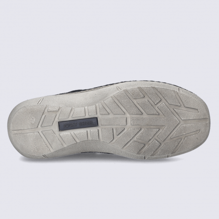 Chaussures ouverte Josef Seibel, chaussure ouverte basse à scratch homme en cuir nubuck bleu foncé marine