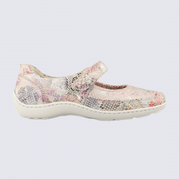 Chaussure Waldläufer, chaussure chic et moderne femme en cuir stretch rose multi