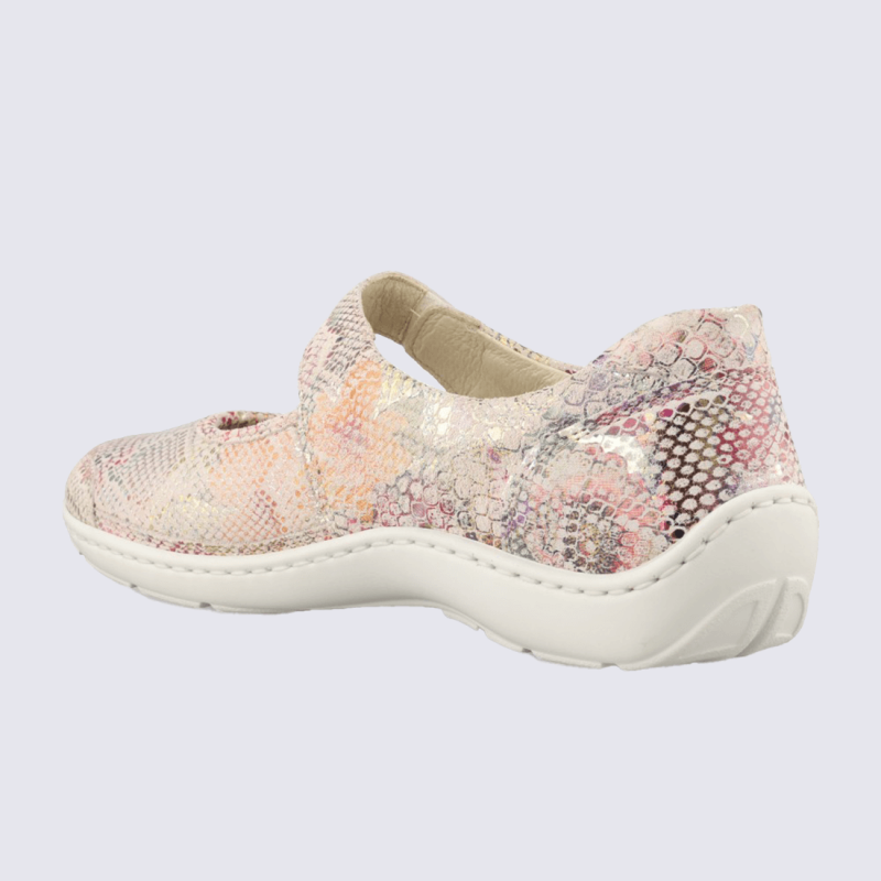 Chaussure Waldläufer, chaussure chic et moderne femme en cuir stretch rose multi