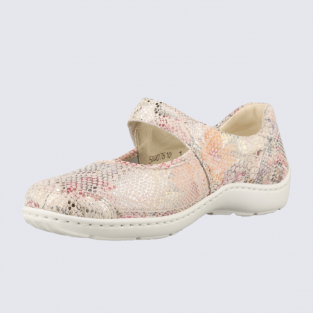Chaussure Waldläufer, chaussure chic et moderne femme en cuir stretch rose multi