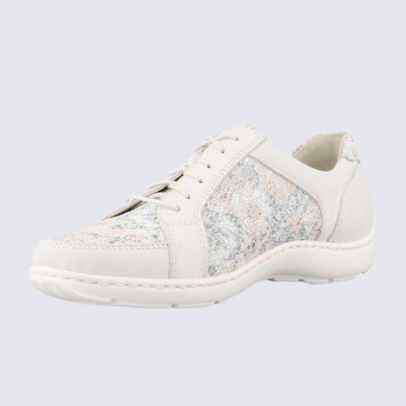 Chaussures Waldlaufer, chaussures élégants femme en cuir blanc pierre