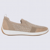 Mocassins Ara, mocassins élégants et confortables femme en textile sable argent