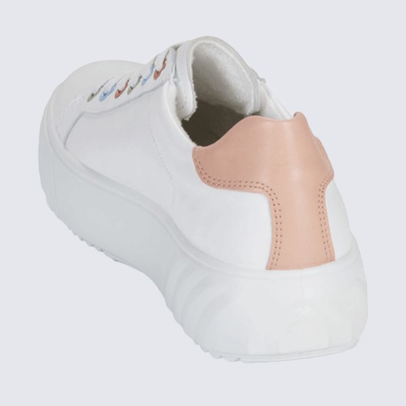 Baskets Ara, baskets Monaco femme en cuir blanc et abricot