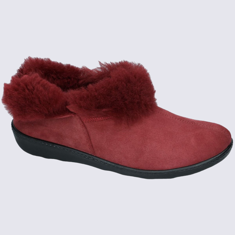 Chaussons Westland by Josef Seibel, chausson bottine femme en textile suédé carmin